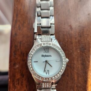 Style & Co. Silver and White Women's Watch